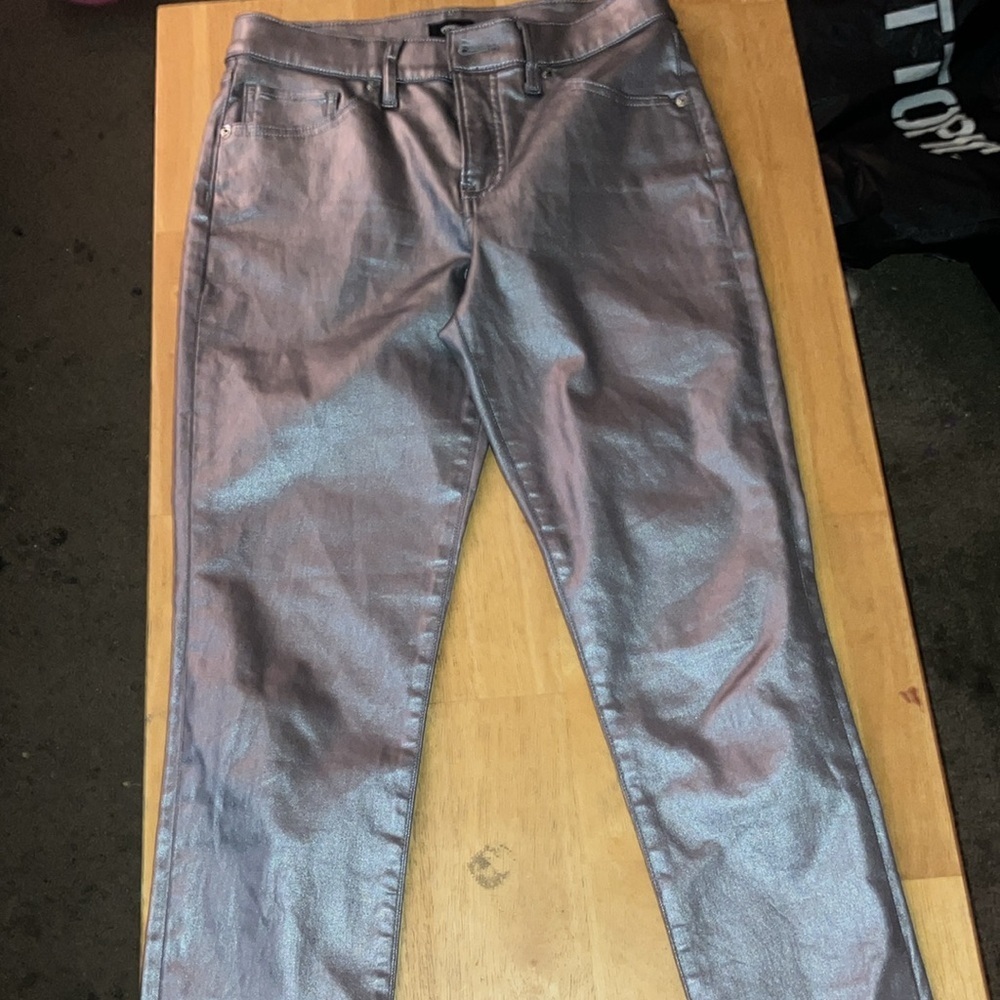 Express Fox leather pants silver grey size 4R - Picture 2 of 3